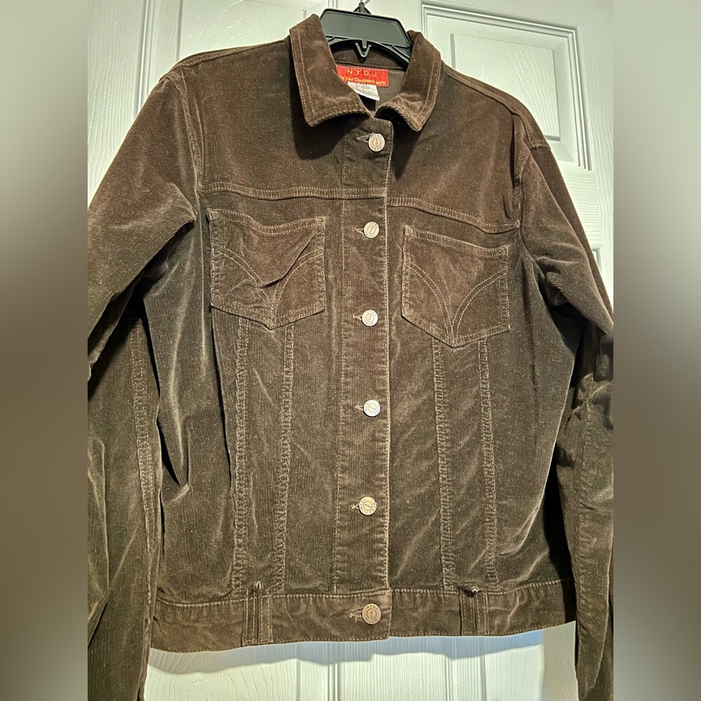 NYDJ Dark Brown Corduroy Shirt Jacket Women’s Size Large Made in the USA